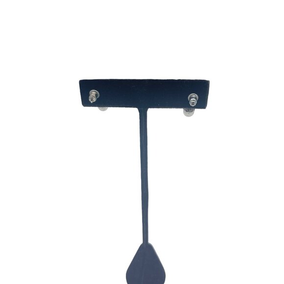 Silver Tone & Pearl Drop Earrings Scroll Design Classic Dainty - Picture 4 of 7